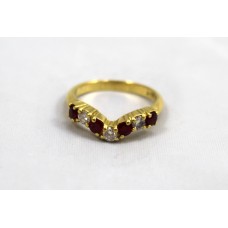Ruby & Diamond Wishbone Yellow Gold Ring