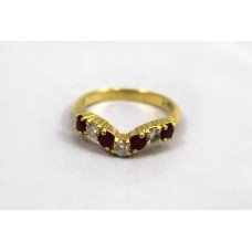 Ruby & Diamond Wishbone Yellow Gold Ring