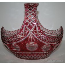 Ruby Cut Glass Overlay Crystal Basket