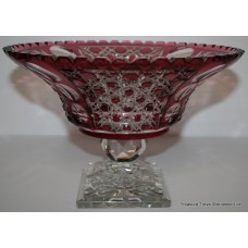 Ruby Cut Glass Overlay Crystal Comport