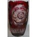 Pair of Ruby Cut Glass Overlay Crystal Jagged Vases