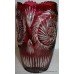 Pair of Ruby Cut Glass Overlay Crystal Jagged Vases