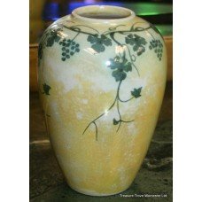 Ruskin Pottery Gold Lustre Green Grapevine Bulbous Vase 1907