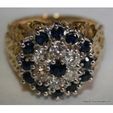 Sapphire & Diamond Fancy Cluster Signet Ring