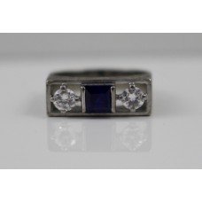 Sapphire & Diamond Three Stone White Gold Ring