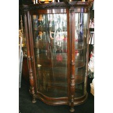 Serpentine Fronted Flemish Oak Display Cabinet c.1880