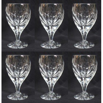 Set of 6 Fine Cut Glass English Crystal Wine Glasses