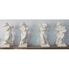 Set of Four Baroque Style Marble Cherub Musicians