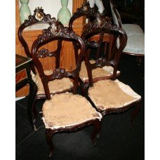 Set of 4 Carved Crested 19th c. Chairs