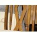 Set of 5 Carved Wood Dining Chairs with Upholstered Seats