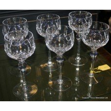 Set of 6 Cut Glass Crystal Stourbridge Hock Glasses