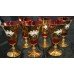 Set of 6 Venetian Murano Red & Gold Goblets
