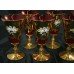 Set of 6 Venetian Murano Red & Gold Goblets