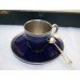 Set of Royal Worcester Harrods Coffee Cups & Saucers with Silver Spoons