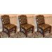 Set of Three Mahogany Buttoned Green Leather Studded Library Chairs