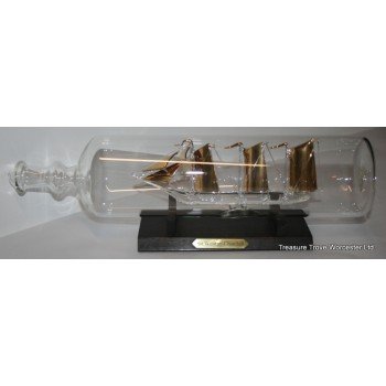 Hand Blown Glass Ship in Bottle "Sir Winston Churchill"