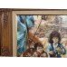 Impressionistic Market Scene Painting Signed Set in Carved Wooden Frame