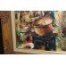 Impressionistic Market Scene Painting Signed Set in Carved Wooden Frame
