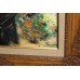 Impressionistic Market Scene Painting Signed Set in Carved Wooden Frame