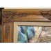 Impressionistic Market Scene Painting Signed Set in Carved Wooden Frame