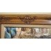 Impressionistic Market Scene Painting Signed Set in Carved Wooden Frame
