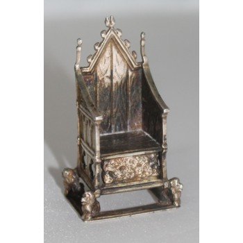 Fine Silver Edwardian Miniature Throne Chair London 1901