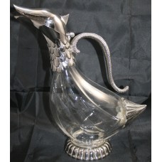 Silver Plated Glass Duck Claret Jug