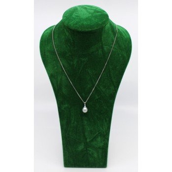 Single Pearl Pendant on 14ct White Gold Chain