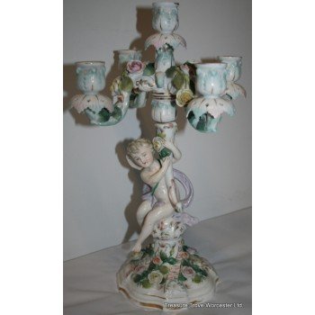 Sitzendorf Porcelain Cherub Deutsche Blumen Candelabra c.1890