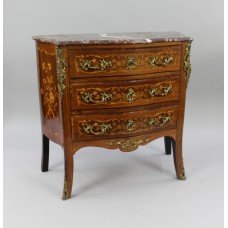 Small French Marble Topped Inlaid Chest of Drawers c.1880