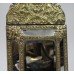 Small 19th c. French Repoussé Brass Cushion Mirror