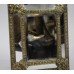 Small 19th c. French Repoussé Brass Cushion Mirror