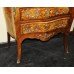 Small Late 19th c. French Inlaid Marble Topped Chest of Drawers