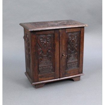 Small Victorian English Carved Oak Cabinet