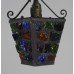Small vintage Metal Multicoloured Stained Glass Lantern