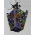 Small vintage Metal Multicoloured Stained Glass Lantern