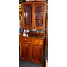 Solid Mahogany Glazed Bookcase Cupboard