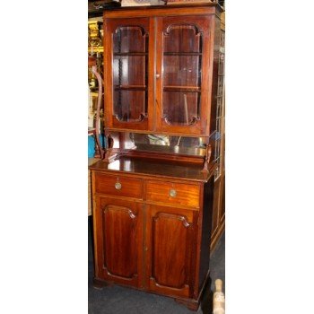 Solid Mahogany Glazed Bookcase Cupboard