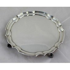 Solid Silver Shaped Footed Card Tray Birmingham 1974