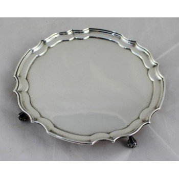 Solid Silver Shaped Footed Card Tray Birmingham 1974