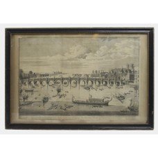 The South East Prospect of Westminster Bridge 18th c. Etching c.1740