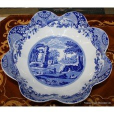 Spode Blue & White Italian Large Scalloped Fruit Bowl