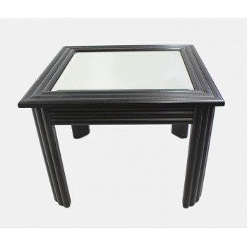 Mirror Topped Ebonized Side Table