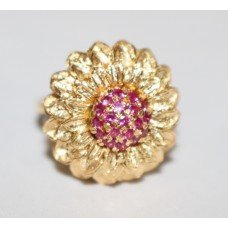 Sunflower Design Ruby 18ct Yellow Gold
