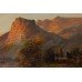 Early 20th c. Sunset over Lake Landscape by Joel Owen 1922