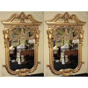 Superb Pair of Ornate Hand Carved Gilt Mirrors