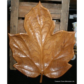 Carved Sycamore Leaf in Elm Wall Hanging Platter