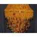 Tall Contemporary Amber Bead & Crystal Chandelier