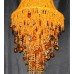 Tall Contemporary Amber Bead & Crystal Chandelier