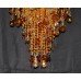 Tall Contemporary Amber Bead & Crystal Chandelier